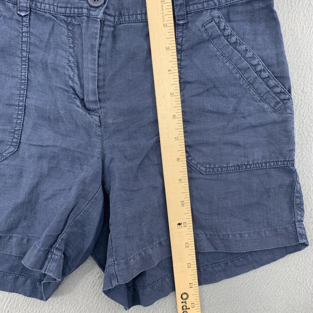 Tommy Bahama Linen Shorts Womens 2 Slate Blue Casual Utility Patch Pockets Beach - Picture 5 of 14